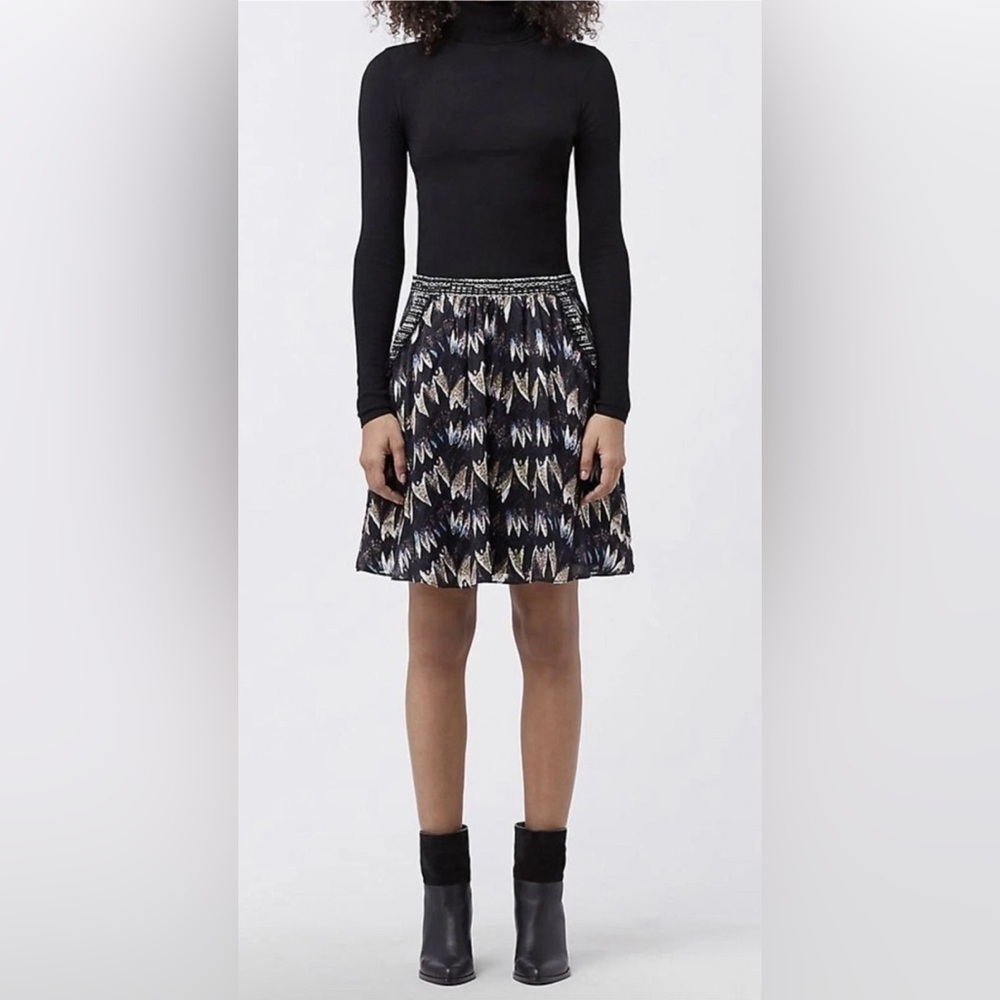 NWT Diane Von Furstenberg Marisa Multicolor Printed Chiffon Skirt Sz 14